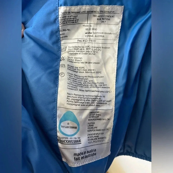 Anba of Austria VNTG 80s/90s size 14 Blue Puffer SKI Jacket Made in Austria - Picture 15 of 15